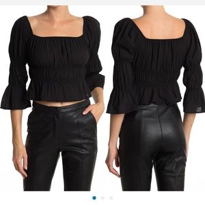 Brand new ruched puff sleeve top